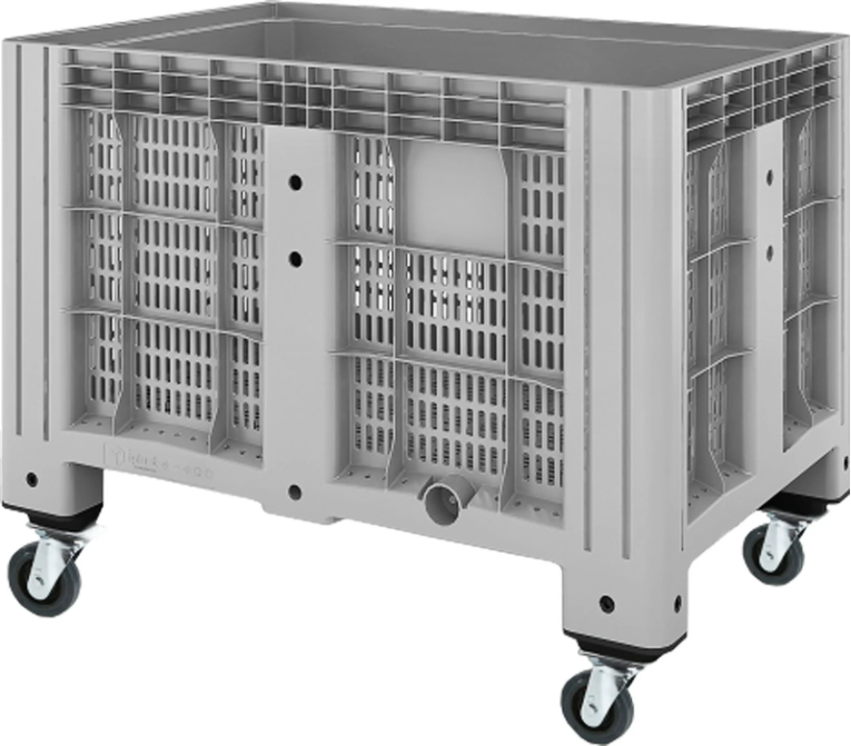 Контейнер 1200х800х913 мм перфорированный серый на колёсах купить в Мурманске