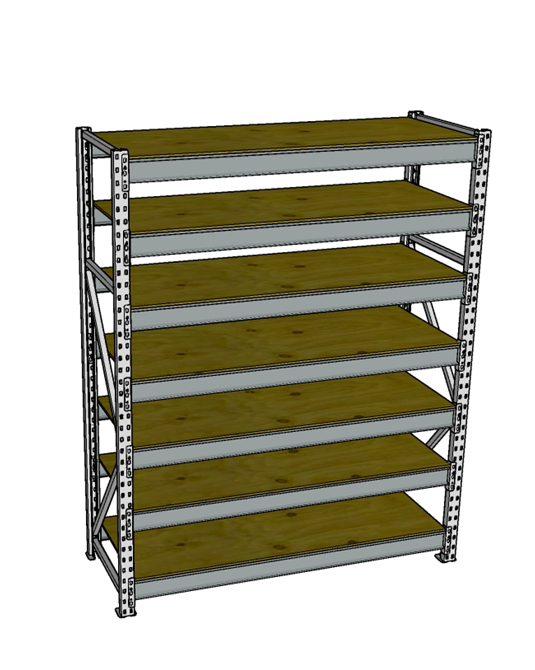 Стеллаж грузовой СГР 3000x2100x600 7 полок (фанера) купить в Мурманске