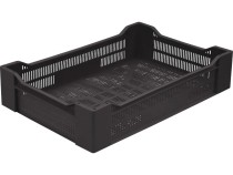 Ящик пластиковый перфорированный 600х400х135 чёрный Ящик пластиковый перфорированный 600х400х135 чёрный