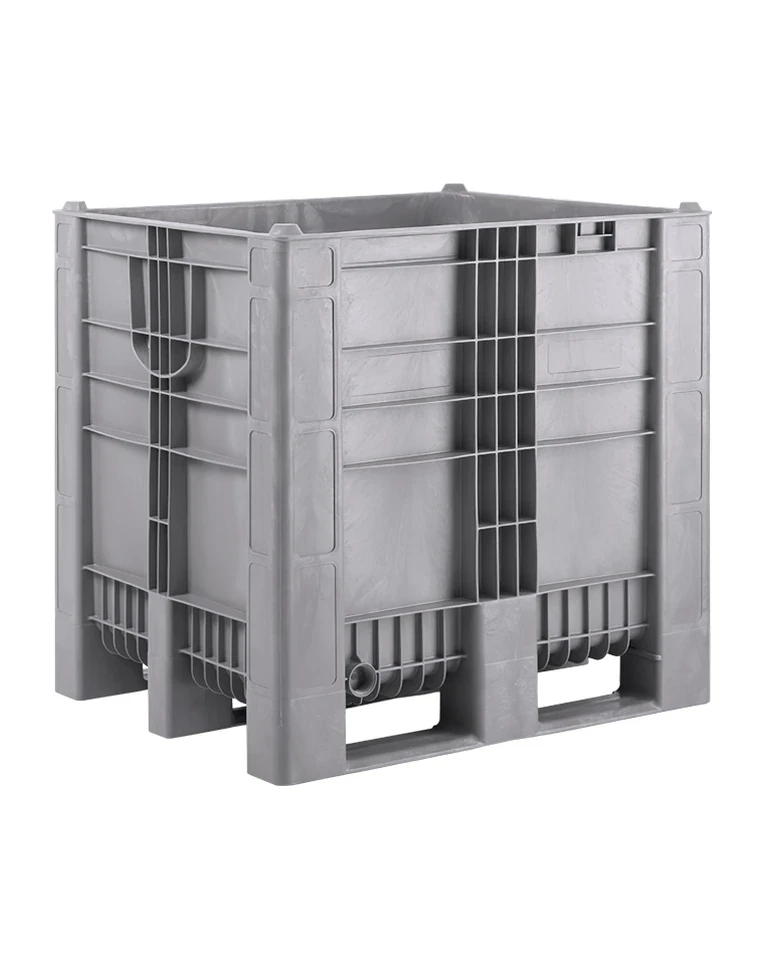BoxPallet 1200х1000х1140 сплошной, на 3-х полозьях  серый