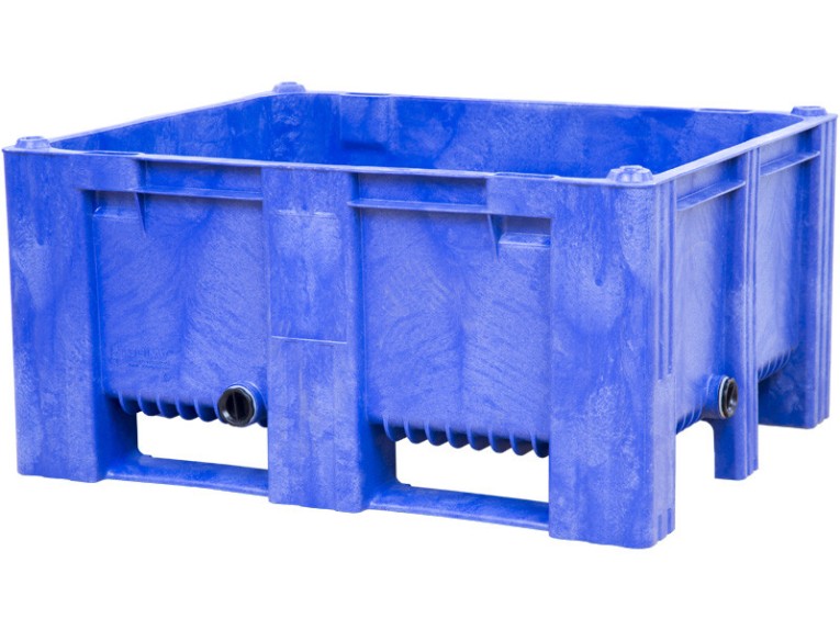 BoxPallet 1200х1000х580 мм сплошной на 2-х полозьях синий с 2 СП2 купить в Мурманске