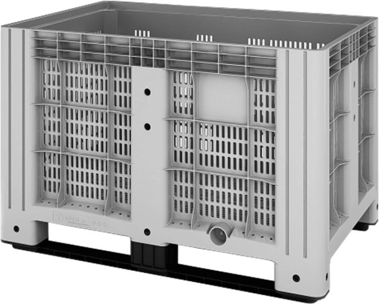 Контейнер 1200х800х800 мм перфорированный серый на полозьях купить в Мурманске Контейнер 1200х800х800 мм перфорированный серый на полозьях купить в Мурманске