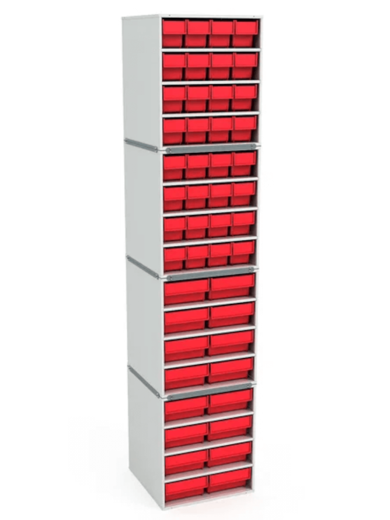 .Стационарная кассетница ДиКом (на 4 яруса) с красными ящиками купить в Мурманске .Стационарная кассетница ДиКом (на 4 яруса) с красными ящиками купить в Мурманске