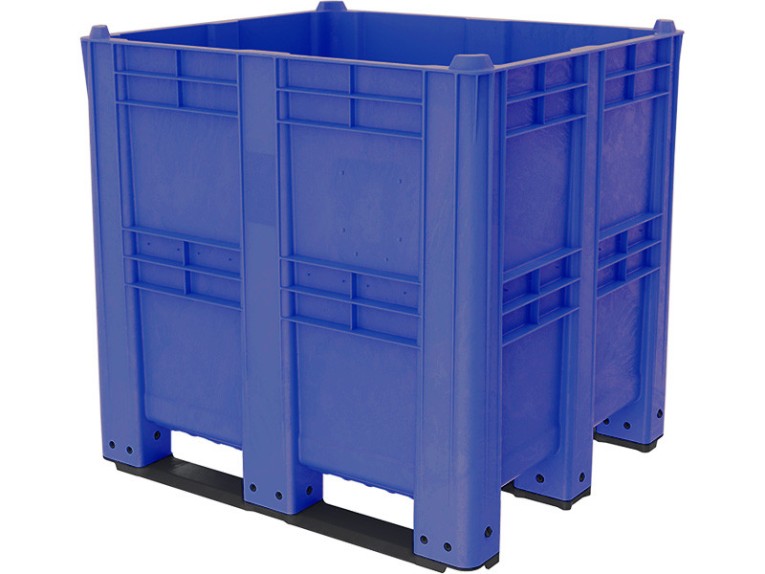 BoxPallet 1300х1150х1250 сплошной, на 3 полозьях синий купить в Мурманске