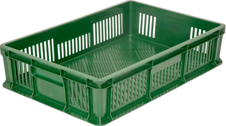 Ящик 600х400х140 мм перфорированный без ручек зелёный купить в Мурманске Ящик 600х400х140 мм перфорированный без ручек зелёный купить в Мурманске