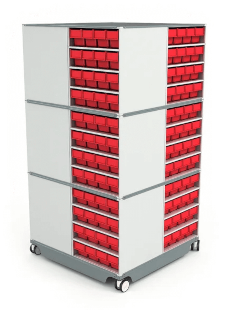 КП-02 Кассетница поворотная с красными ящиками купить в Мурманске