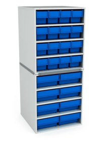 Стационарная кассетница ДиКом (на 2 яруса) с синими ящиками