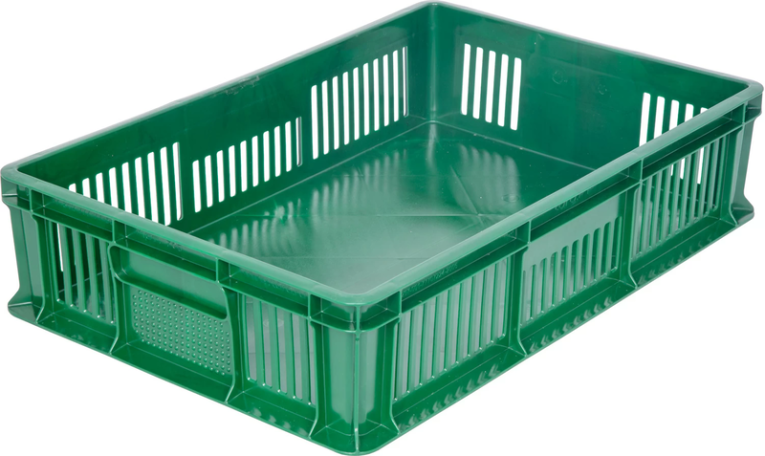 Ящик 600х400х140 мм дно сплош.стенки перф.без ручек зеленый купить в Мурманске Ящик 600х400х140 мм дно сплош.стенки перф.без ручек зеленый купить в Мурманске