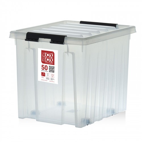 Контейнер Rox Box Original 50 (500х390х390 мм с крышкой и клипсами, на роликах, прозрачный) купить в Мурманске