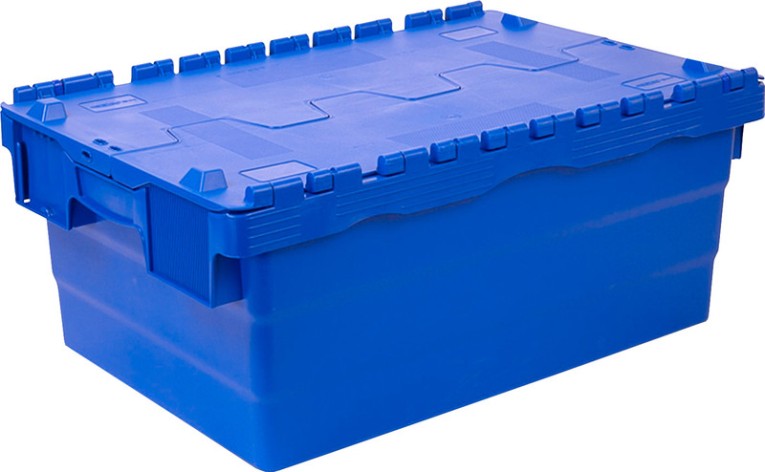 Ящик п/э 600х400х250 сплошной синий с крышкой купить в Мурманске Ящик п/э 600х400х250 сплошной синий с крышкой купить в Мурманске