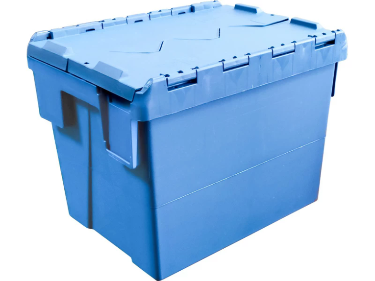 Ящик 400х300х306 сплошной, с крышкой синий купить в Мурманске Ящик 400х300х306 сплошной, с крышкой синий купить в Мурманске