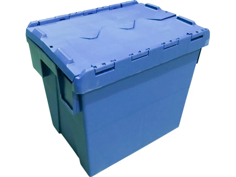 Ящик 400х300х356 сплошной, с крышкой синий купить в Мурманске Ящик 400х300х356 сплошной, с крышкой синий купить в Мурманске