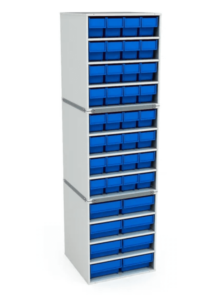 Стационарная кассетница ДиКом (на 3 яруса) с синими ящиками купить в Мурманске Стационарная кассетница ДиКом (на 3 яруса) с синими ящиками купить в Мурманске