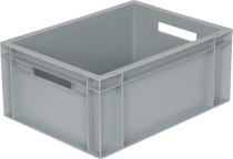 Ящик 400х300х175 сплошной, с ручками, гладкое дно, серый B-4316
