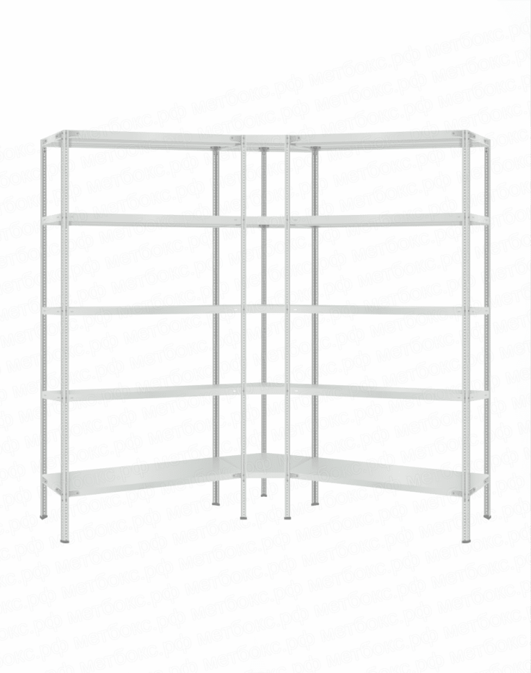 Стеллаж угловой 2000х1600х1600 (5 ярусов глубиной 400мм) купить в Мурманске Стеллаж угловой 2000х1600х1600 (5 ярусов глубиной 400мм) купить в Мурманске