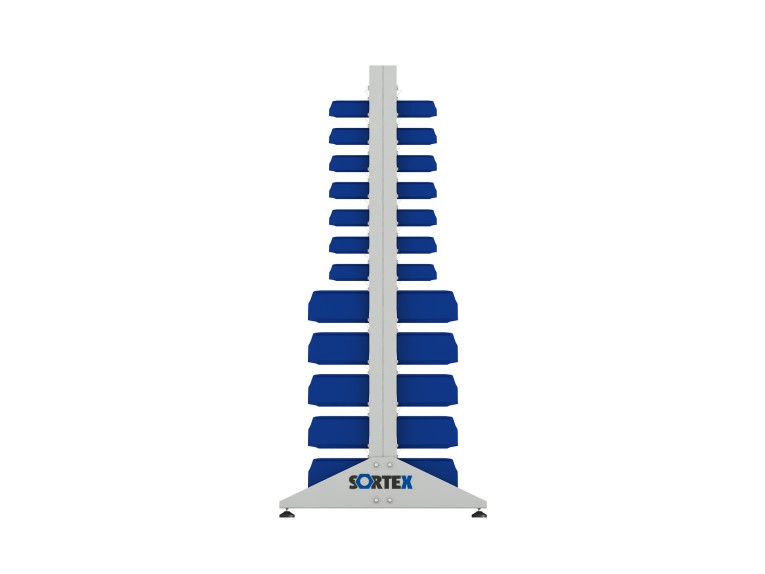 Стеллаж для пластиковых лотков SORTEX двухсторонний 1800x1000x800.04 купить в Мурманске Стеллаж для пластиковых лотков SORTEX двухсторонний 1800x1000x800.04 купить в Мурманске