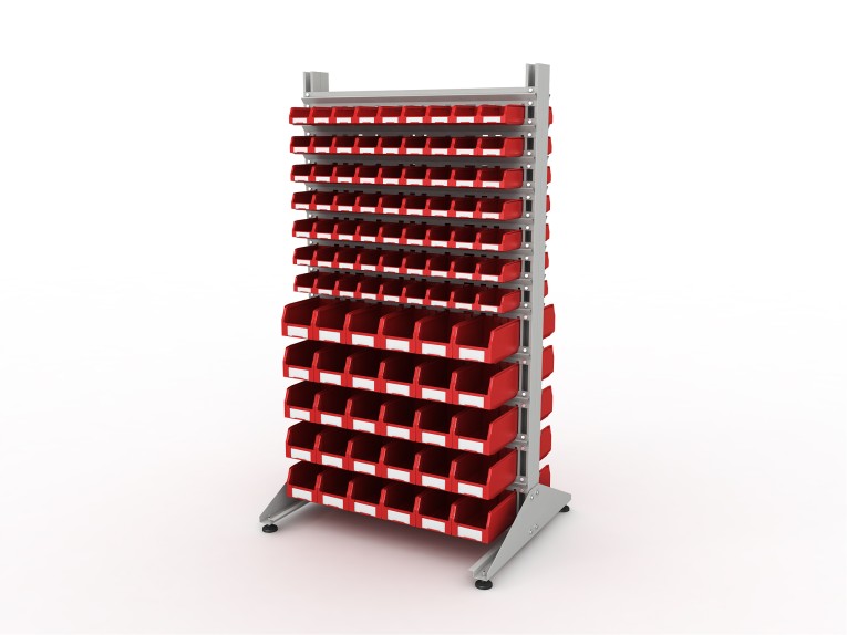 Стеллаж для пластиковых лотков SORTEX двухсторонний 1800x1000x800.04 купить в Мурманске Стеллаж для пластиковых лотков SORTEX двухсторонний 1800x1000x800.04 купить в Мурманске