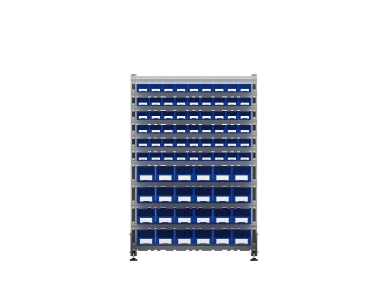 Стеллаж для пластиковых лотков SORTEX односторонний 1500x1000x450.04 купить в Мурманске Стеллаж для пластиковых лотков SORTEX односторонний 1500x1000x450.04 купить в Мурманске