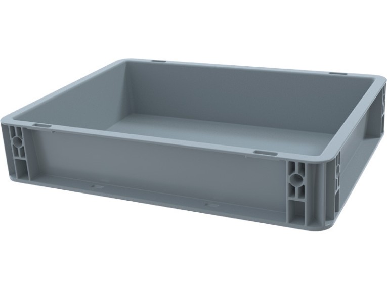 Ящик 400х300х75 сплошной, усиленное дно, цв. серый купить в Мурманске Ящик 400х300х75 сплошной, усиленное дно, цв. серый купить в Мурманске