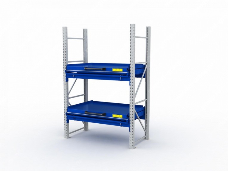 Стеллаж с выкатными платформами S-HEAVY 1000/1300 (2 яруса хранения) купить в Мурманске