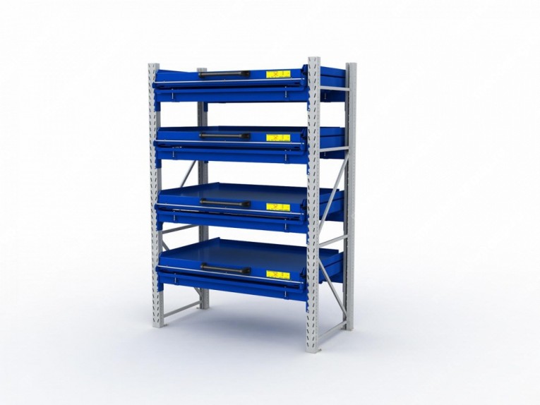 Стеллаж с выкатными платформами S-HEAVY 1000/1300 (4 яруса хранения) купить в Мурманске