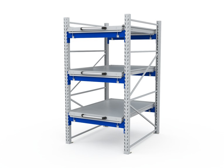 Стеллаж с выкатными платформами S-HEAVY 1000/900 (3 яруса хранения) купить в Мурманске