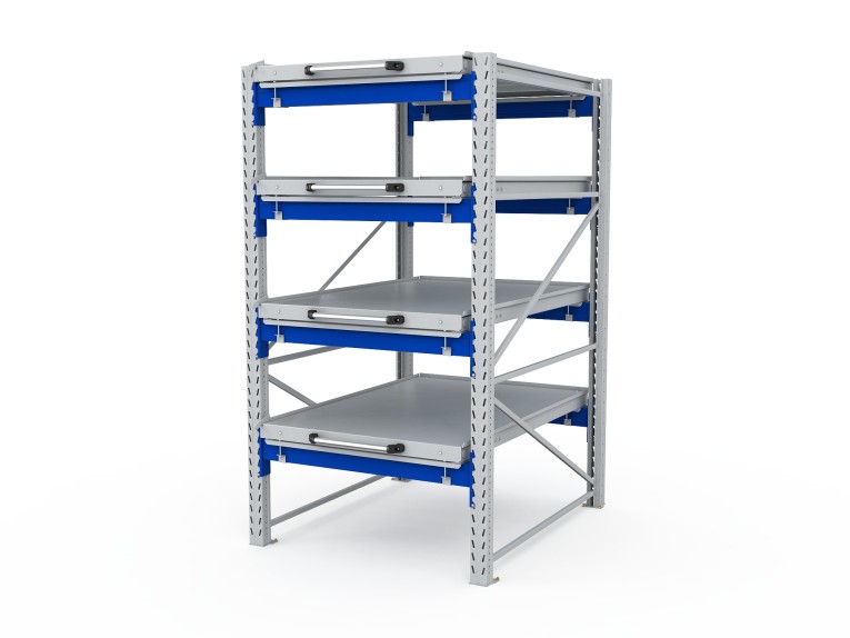 Стеллаж с выкатными платформами S-HEAVY 1000/900 (4 яруса хранения) купить в Мурманске