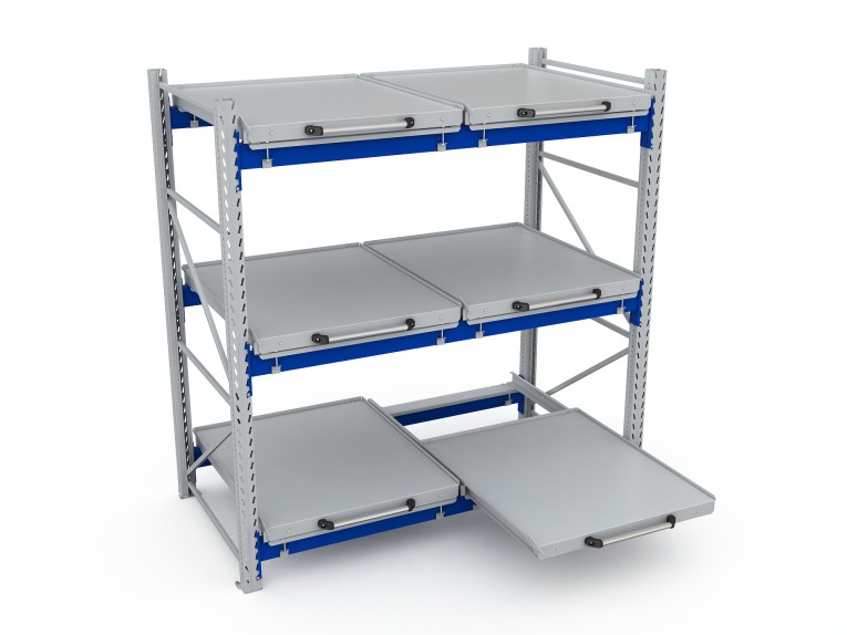 Стеллаж с выкатными платформами S-HEAVY 500 (3 яруса хранения) купить в Мурманске