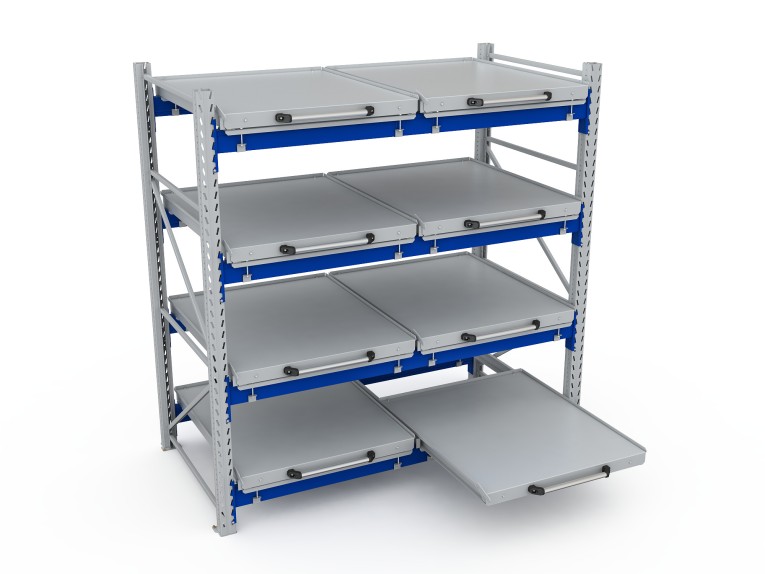 Стеллаж с выкатными платформами S-HEAVY 500 (4 яруса хранения) купить в Мурманске